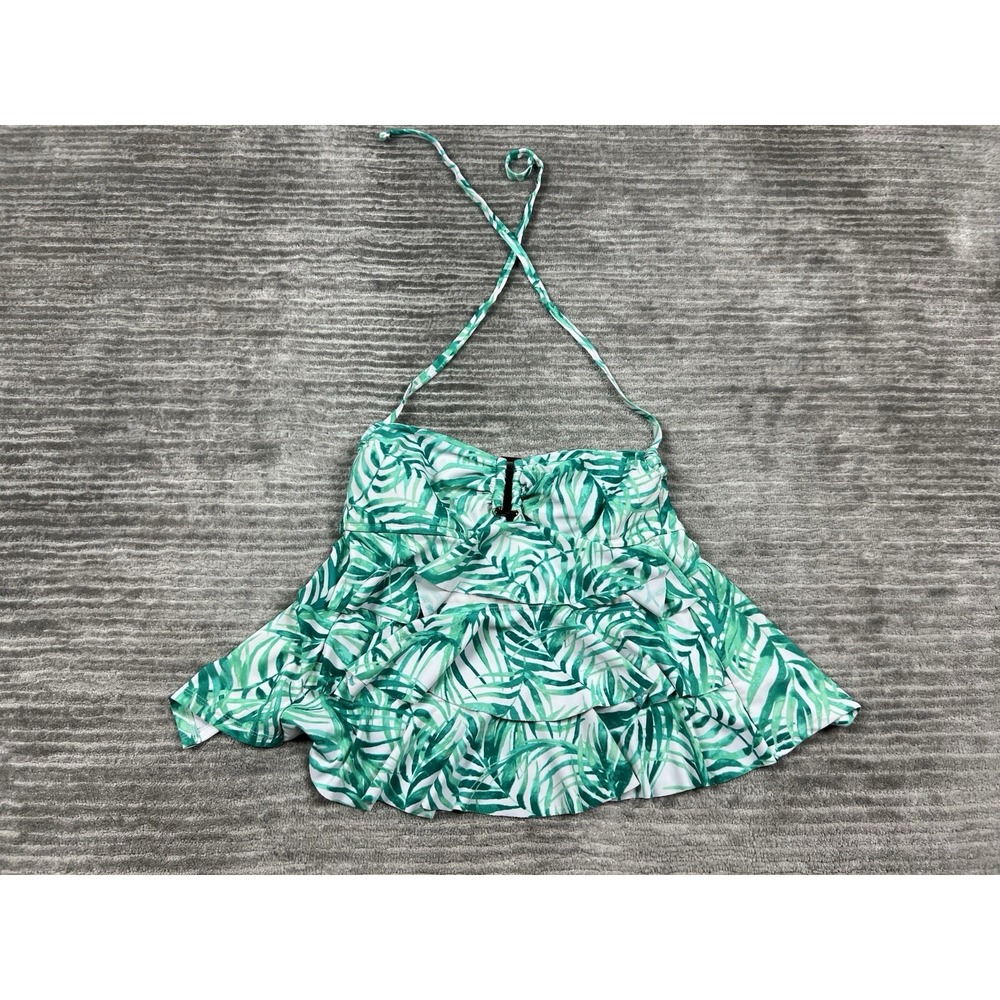 Catalina Collections Tankini Swim Top Womens Small 4-6 Green Polyester Blend